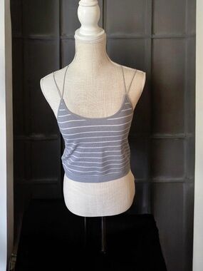 No Boundaries Gray and White Striped Cropped Cami